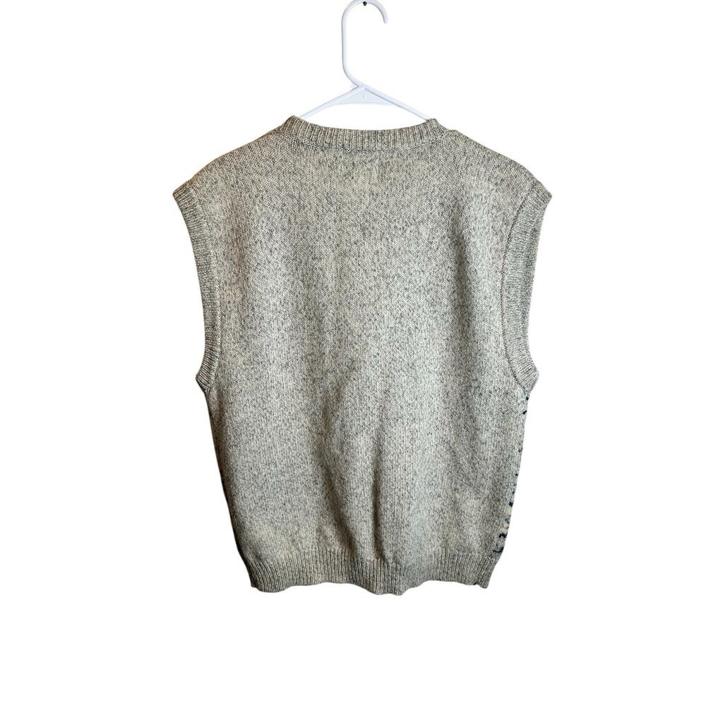 Vintage Woolrich Women Wool Fair Isle Cottage Bird Knit Vest Size Large - Picture 4 of 4